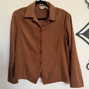 JOANNA Vintage Brown Faux Suede Jacket/Shirt - Medium